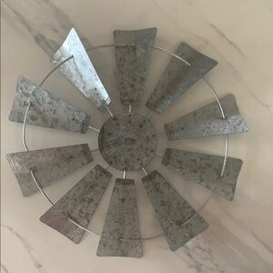 Silver Industrial Windmill Clock Wall Decor